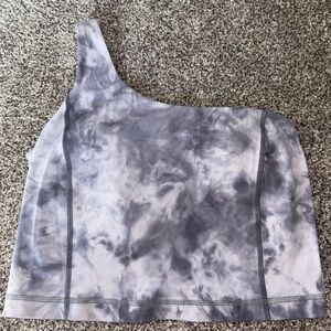 lululemon athletica Gray Tie-Dye One-Shoulder Crop Top
